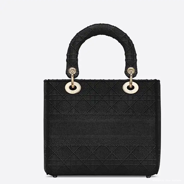 Cheap D-lite Canvas Black Medium Bag Cannage Lady Motif 0324
